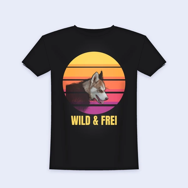 Retro Sunset Husky T-Shirt