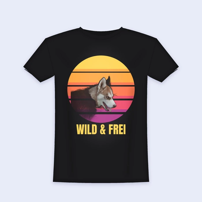 Retro Sunset Husky T-Shirt