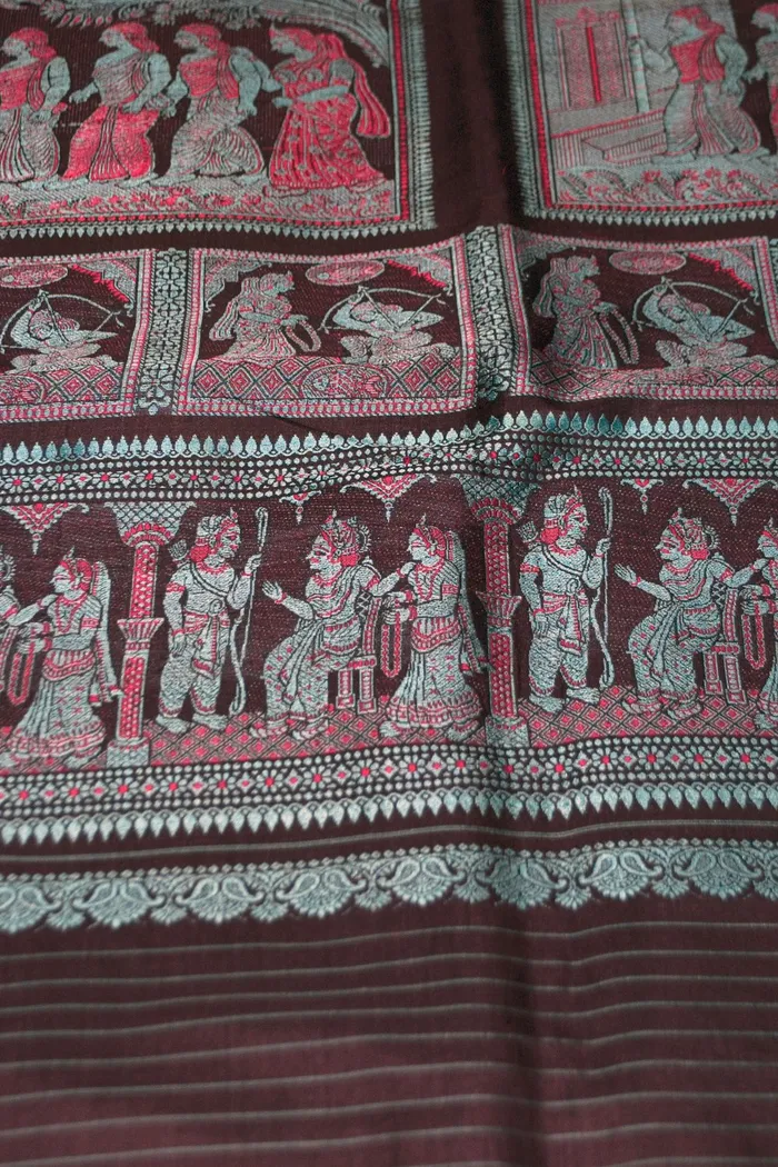 Coffee Brown Baluchari Silk Saree