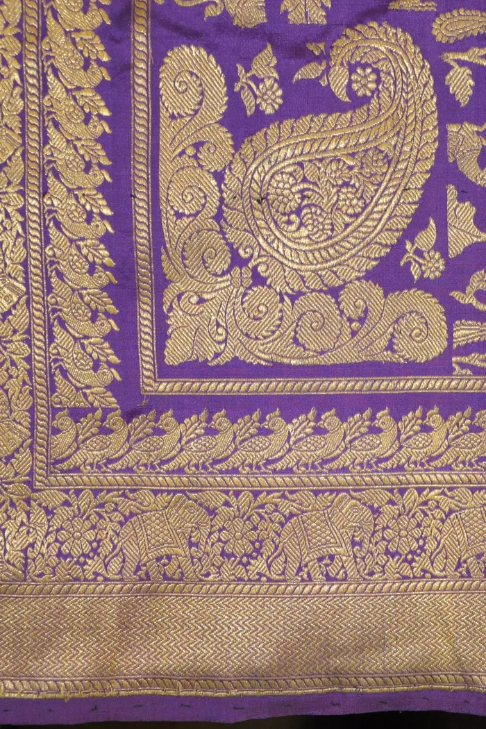 Purple Konia Jangla Brocade Banarasi Silk Saree