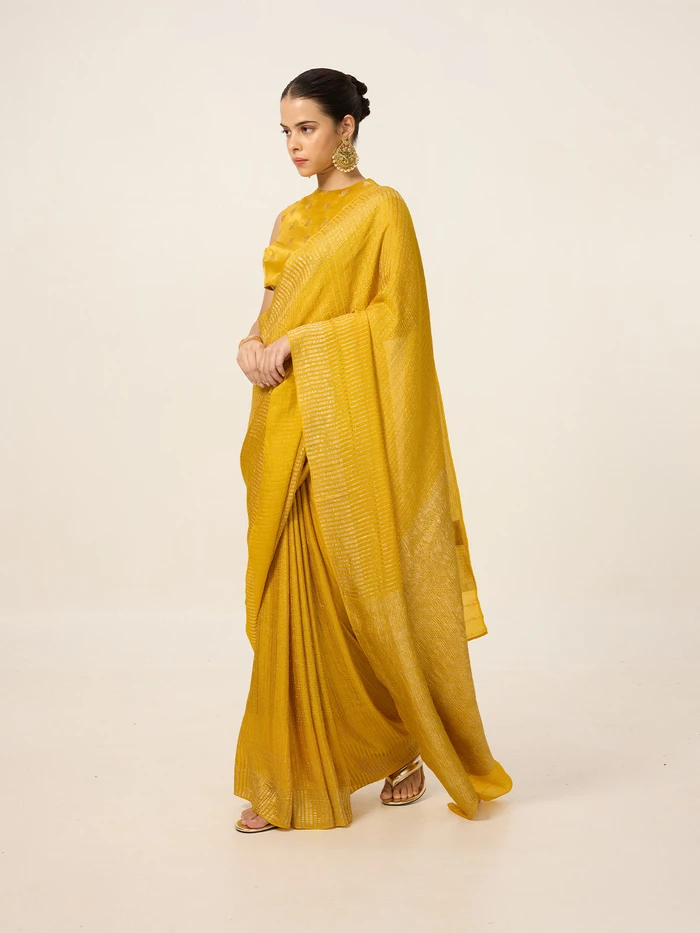 Handwoven Amber Georgette Saree
