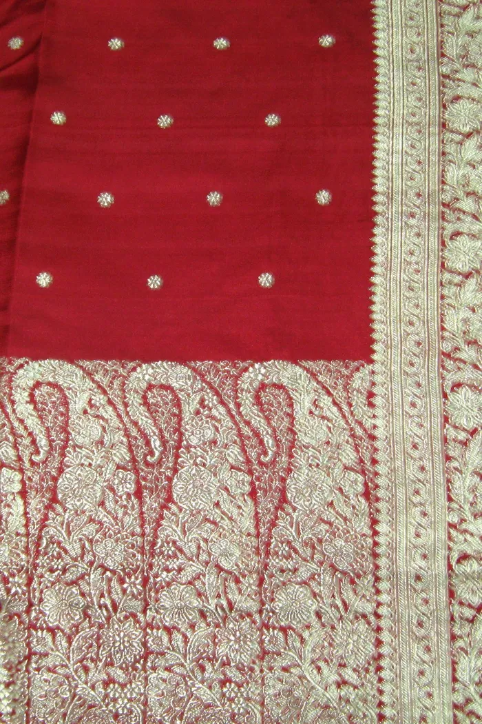 Red Kadhua Buta Pure Silk Handloom Banarasi Saree