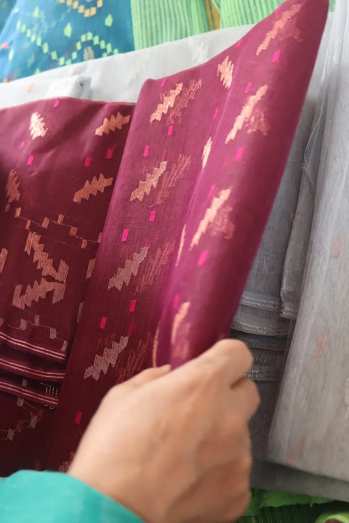 Maroon Dhakai Jamdani Saree