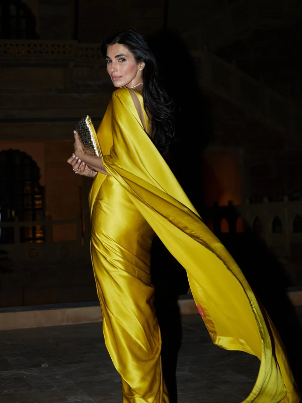 Prerna Goel in Handwoven Citrine Yellow Silk Saree