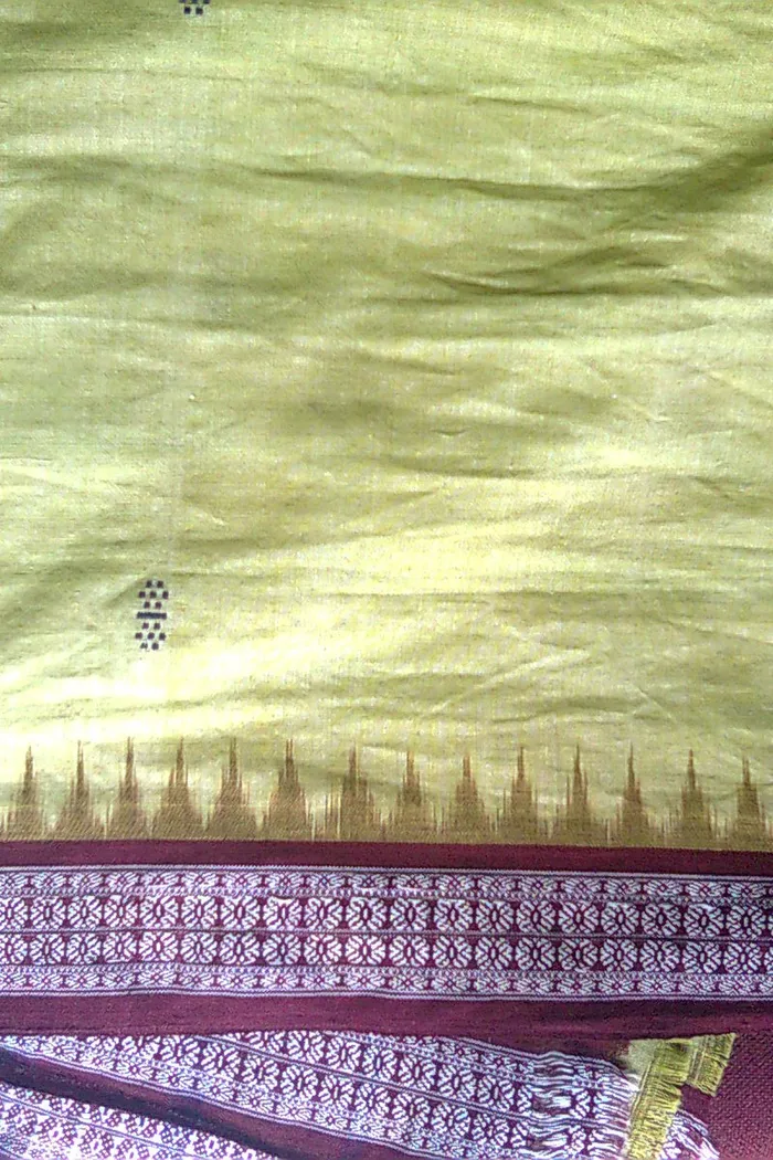 Pista Green Bomkai Cotton Saree