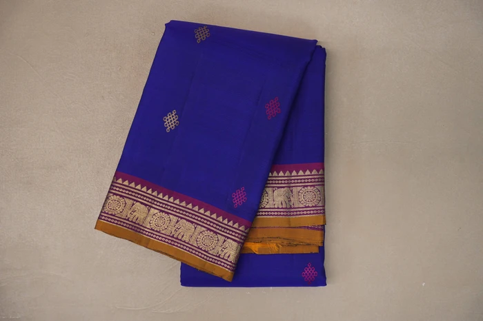Deep Blue Vintage Kanjivaram Silk Saree By Shreenivas Silks Pssr019924