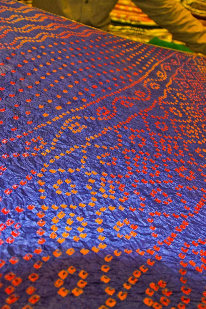 Indigo Blue Bandhani Silk Saree