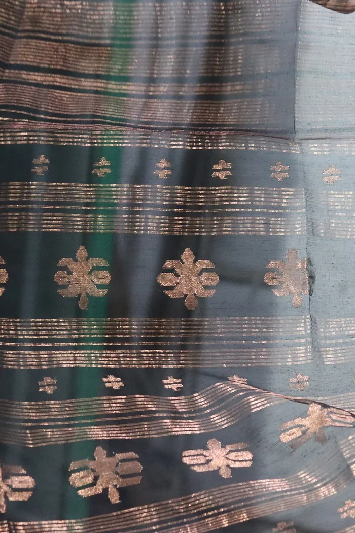 Black Copper Zari Dhakai Jamdani Saree