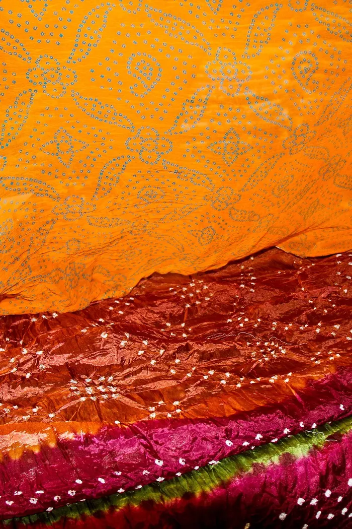 Marigold Orange Bandhani Georgette Saree