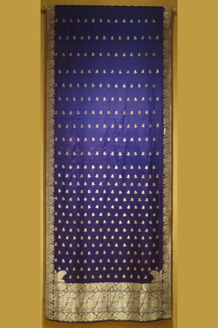 Indigo Booti Silk Handloom Banarasi Saree