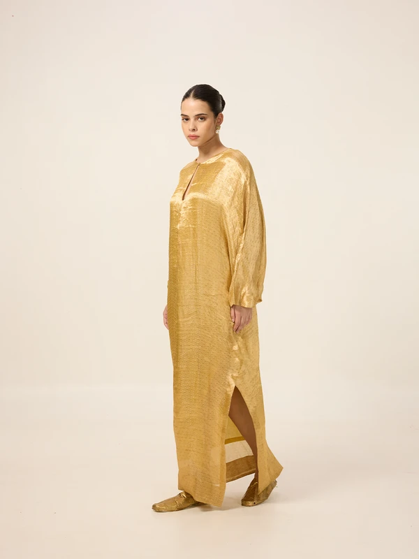 Handwoven Yellow-Gold Kaftan