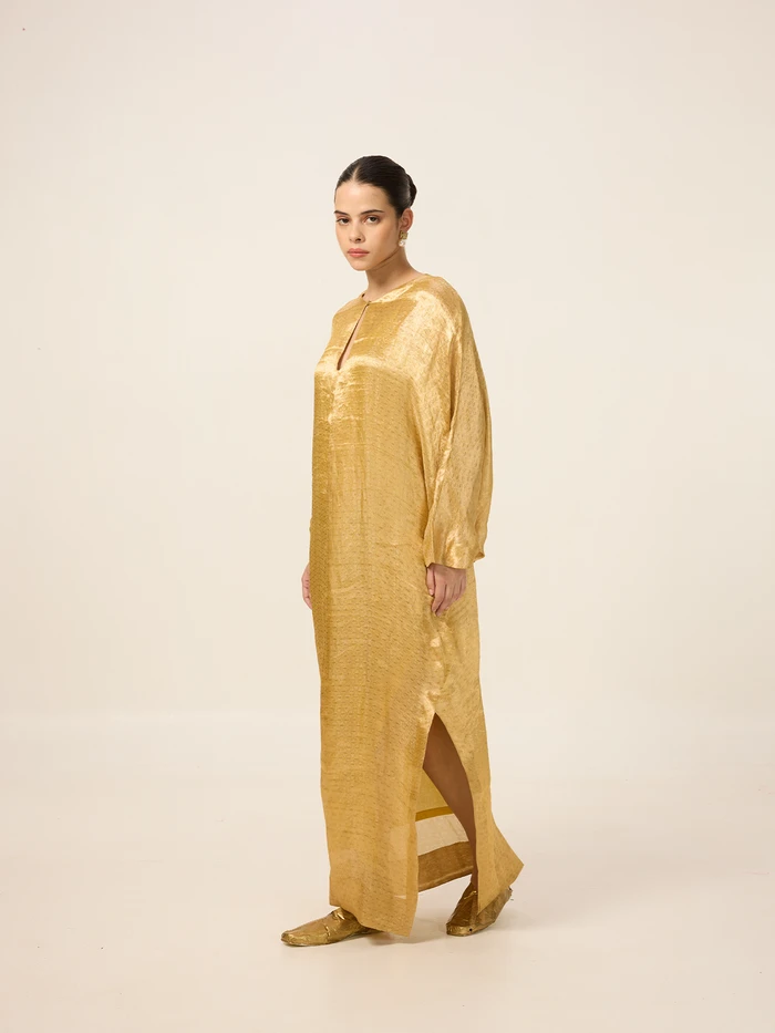 Handwoven Yellow-Gold Kaftan