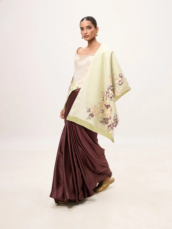 Handwoven Mint Green Silk Banarasi Shawl