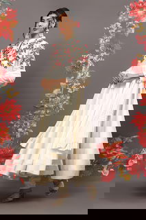 Rohit Bal Off White Cotton Blend Anarkali Kurta Suit Set