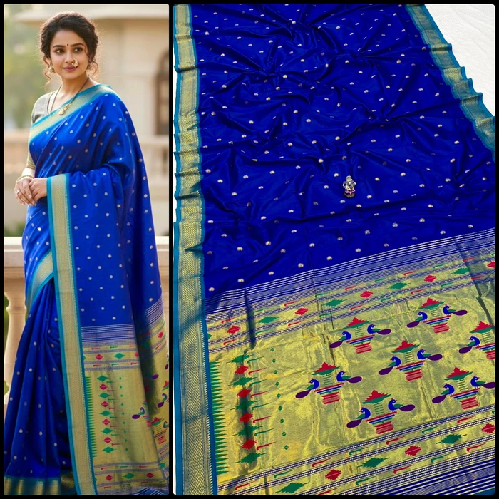 Classic Semi-Silk Yeola Double Pallu Paithani Saree