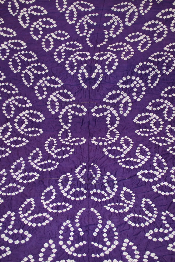 Purple Leaf Motif Bandhani Saree