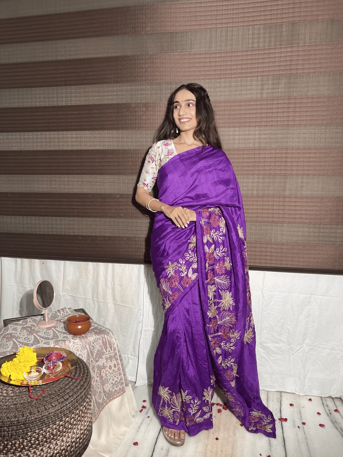 Aari Zardozi Work Women Saree