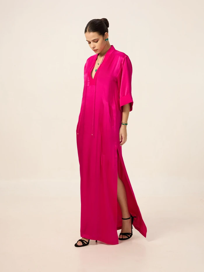 Handwoven Fuchsia Pink Kaftan