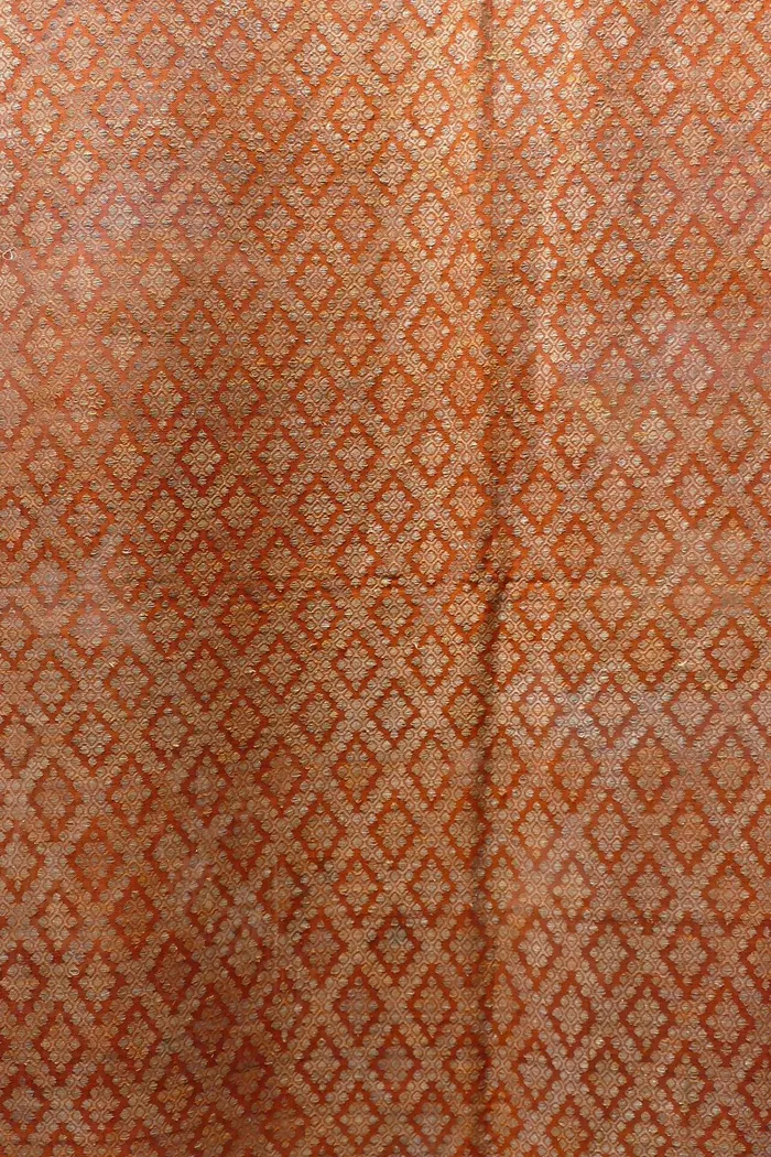 Burnt Orange Diamond Jaal Jamdani Saree