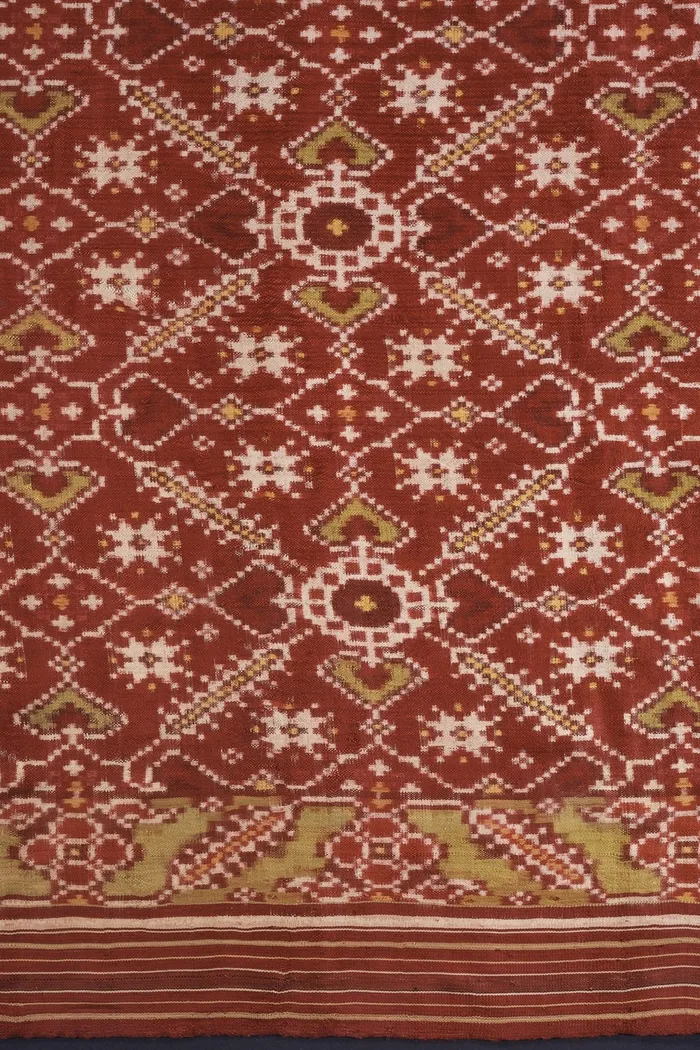Maroon Patan Patola Double Ikat Silk Saree