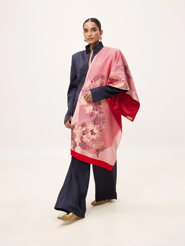 Handwoven Red Silk Banarasi Shawl