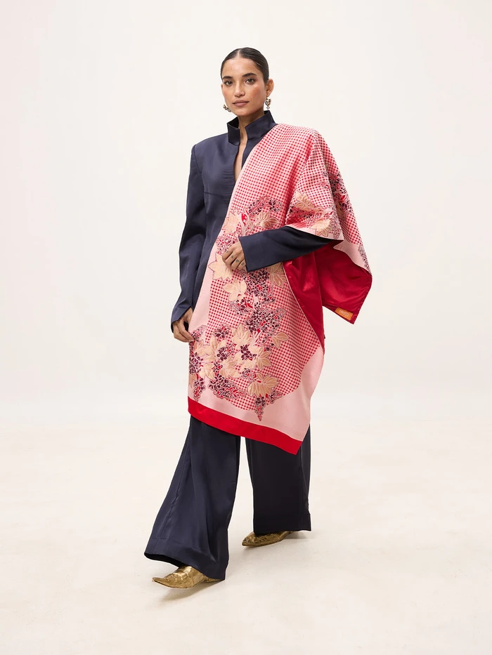 Handwoven Red Silk Banarasi Shawl
