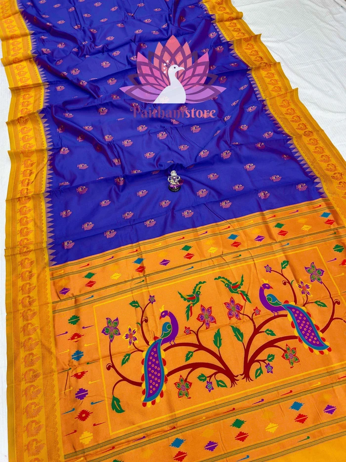 Vibrant Peacock Pallu Silk Paithani Saree - Yeola