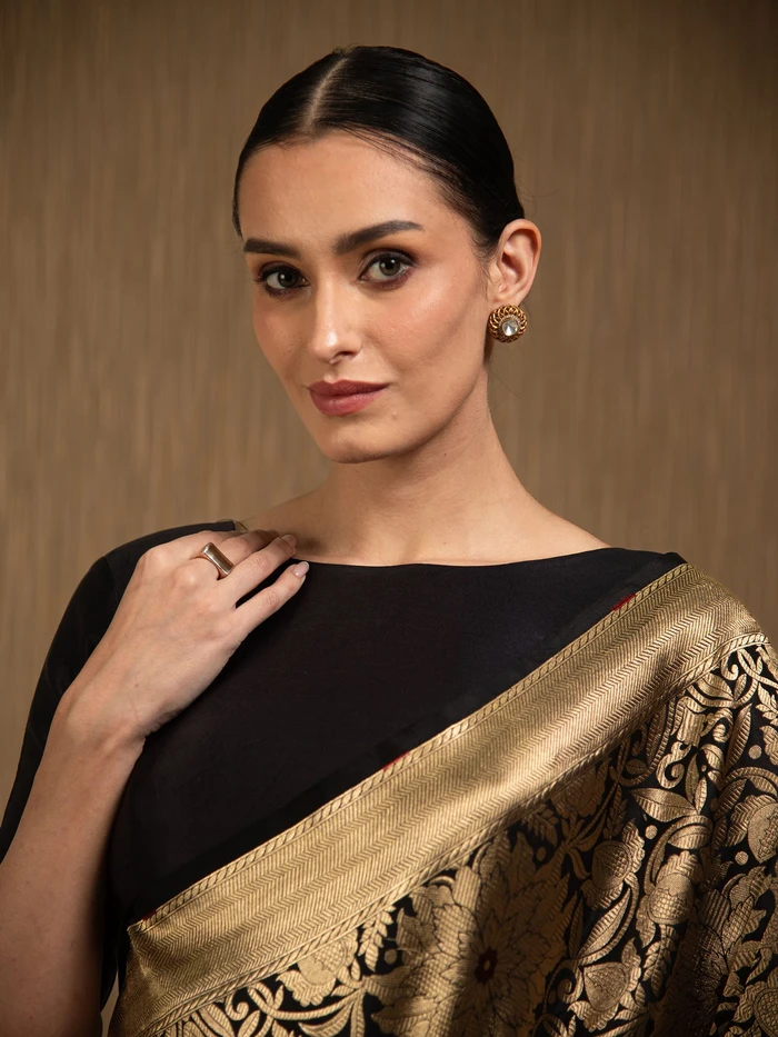Black Meenakari Silk Brocade Handloom Banarasi Saree