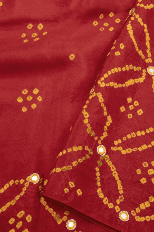 Red Bandhani Mulberry Silk Saree
