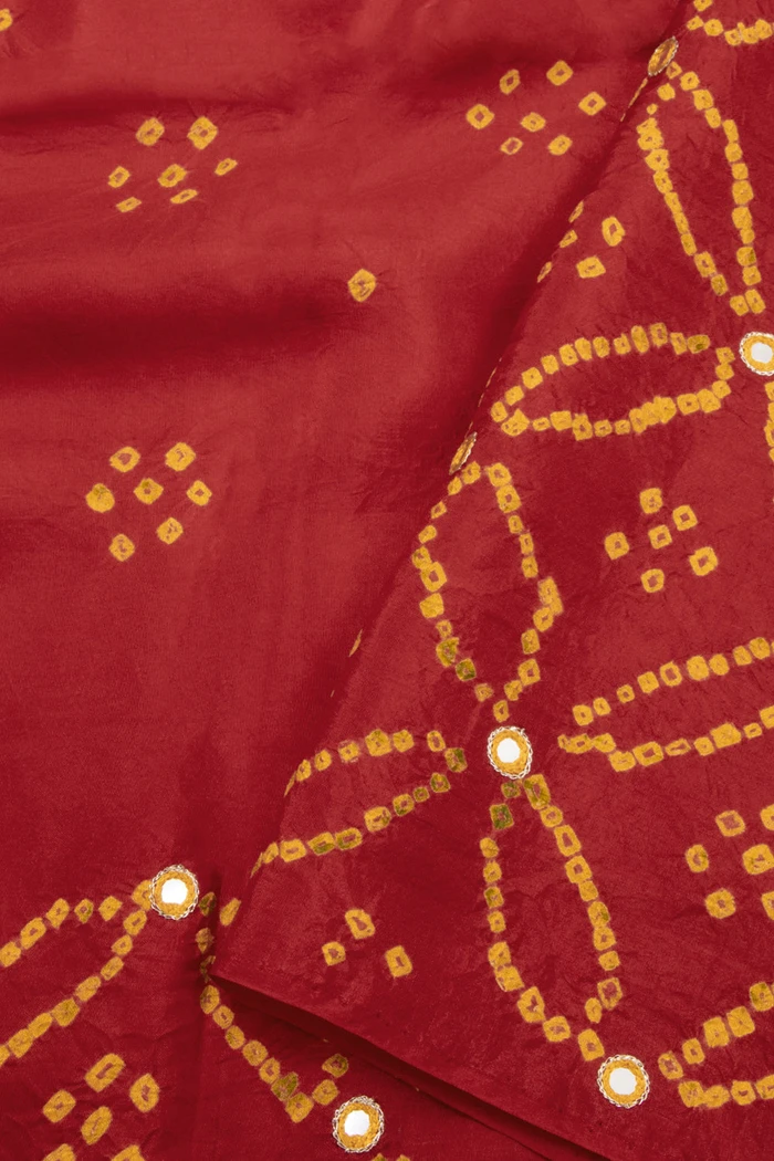 Red Bandhani Mulberry Silk Saree