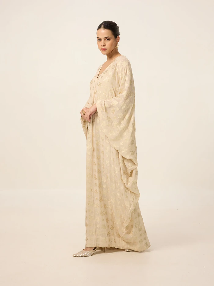 Handwoven Ivory-Gold Kaftan