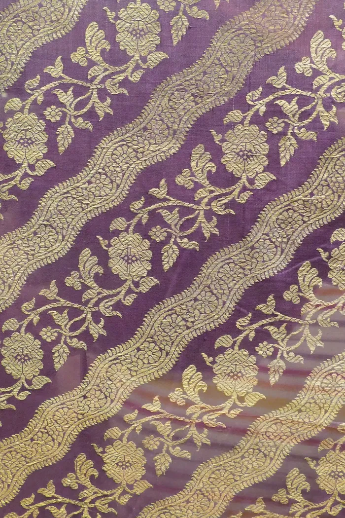 Purple Diagonal Bel Banarasi Silk Saree