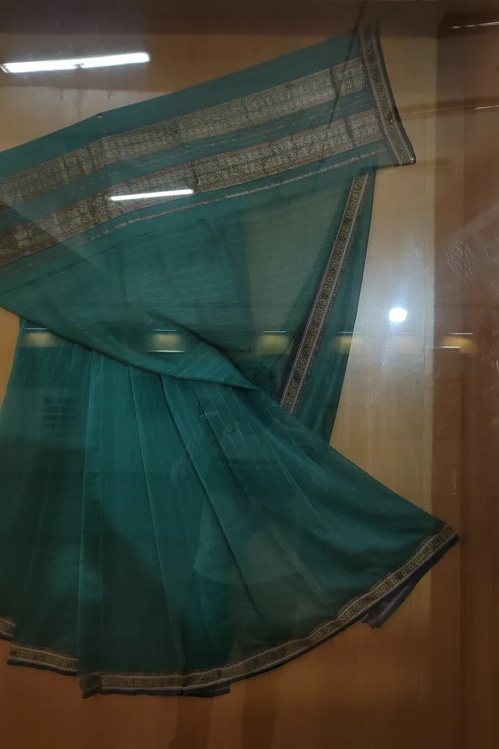 Teal Maheshwari Silk Cotton Saree