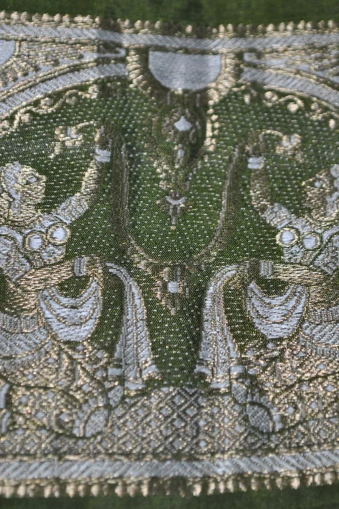 Bottle Green Swarnachari Silk Saree