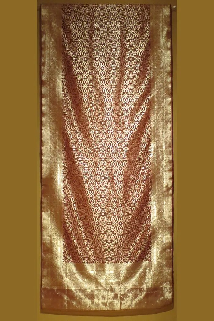 Copper Gold Zari Tissue Silk Saree