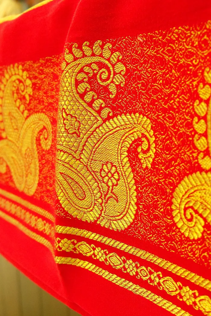 Red Mysore Silk Saree With Pure Zari Border