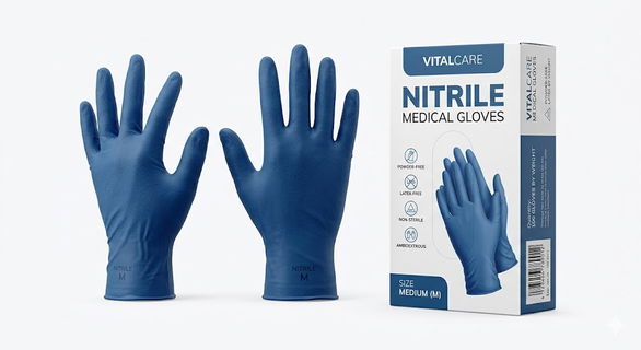 SafeTouch Premium Nitrile Examination Gloves – Latex Free, Powder Free (Box of 100)