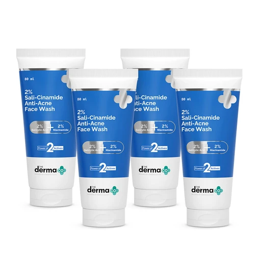 2% Sali-Cinamide Anti-Acne Face Wash with 2% Salicylic Acid & 2% Niacinamide - 80 ml (Pack Of 4)