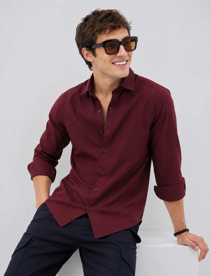 Burgundy Wine Premium Solid Shirt