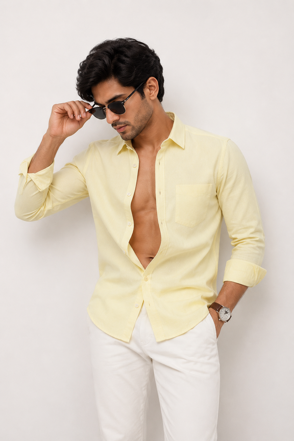 Buttercream Yellow Premium Cotton Shirt