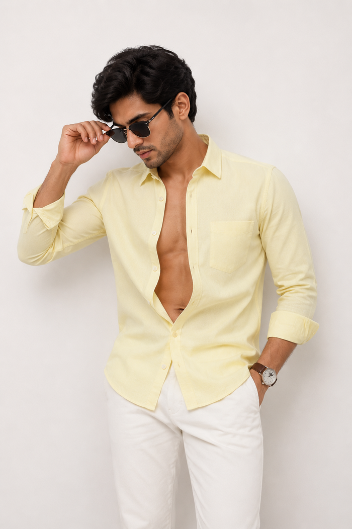Buttercream Yellow Premium Cotton Shirt
