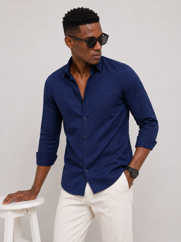 Midnight Navy Premium Cotton Shirt