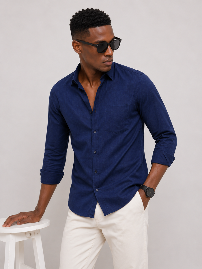 Midnight Navy Premium Cotton Shirt