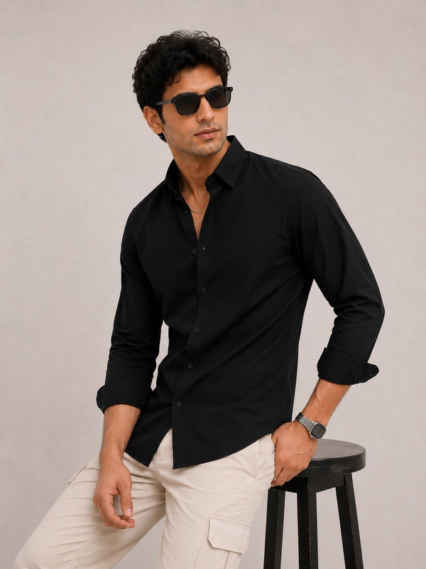 Midnight Black Premium Cotton Shirt