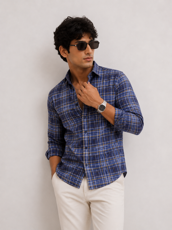 Midnight Blue Heritage Check Shirt