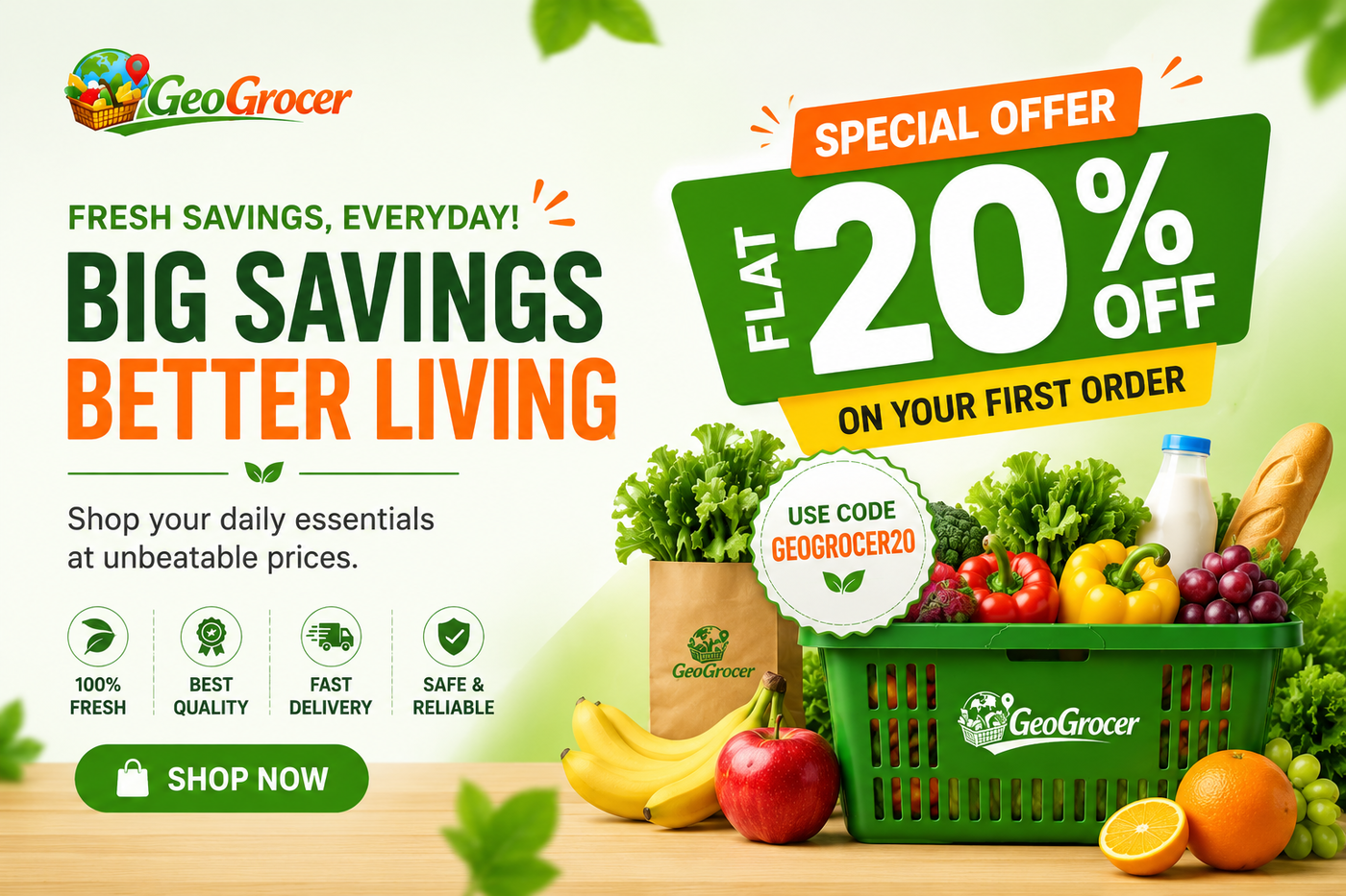 Flat 20% OFF on Your First Grocery Order đŸŒ¿