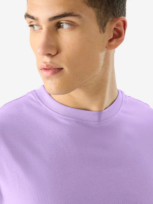 Solid Half-Sleeve Tshirt | Lavander | Cotton | Lite-Weight