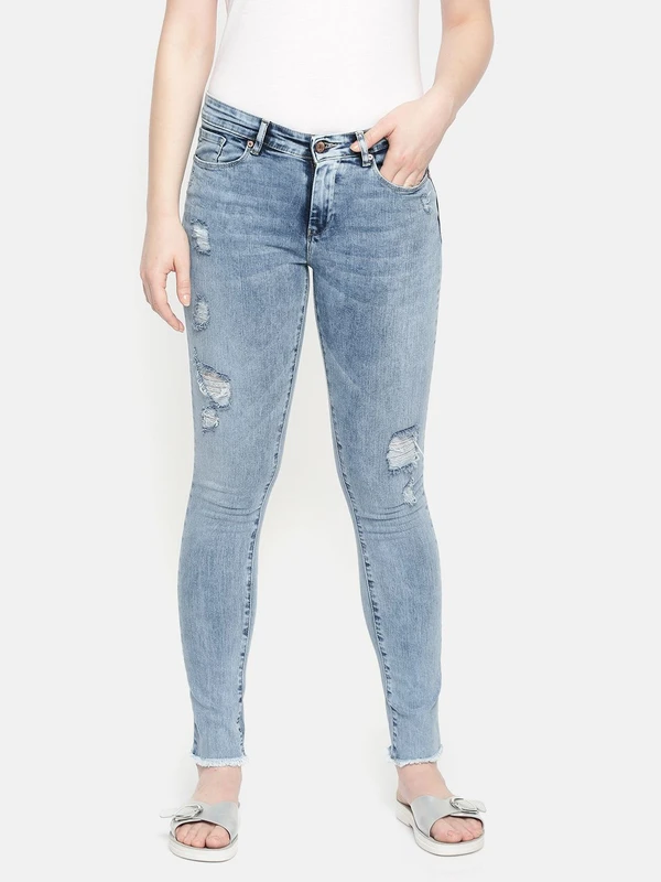 SPYKAR Women Blue Alicia Super Skinny Fit Low-Rise Mildly Distressed Ankle-length Jeans