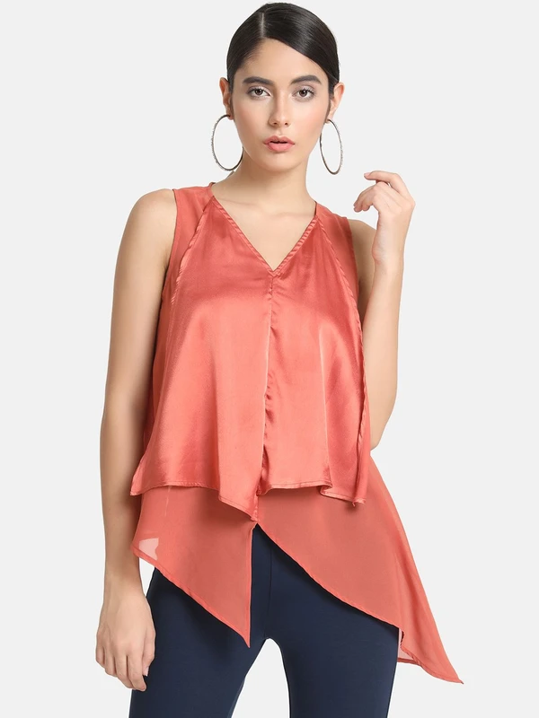 Kazo Women Orange Solid A-Line Top