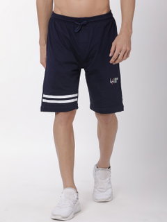 Urban Dog Men Navy Blue Striped Regular Fit Sports Shorts